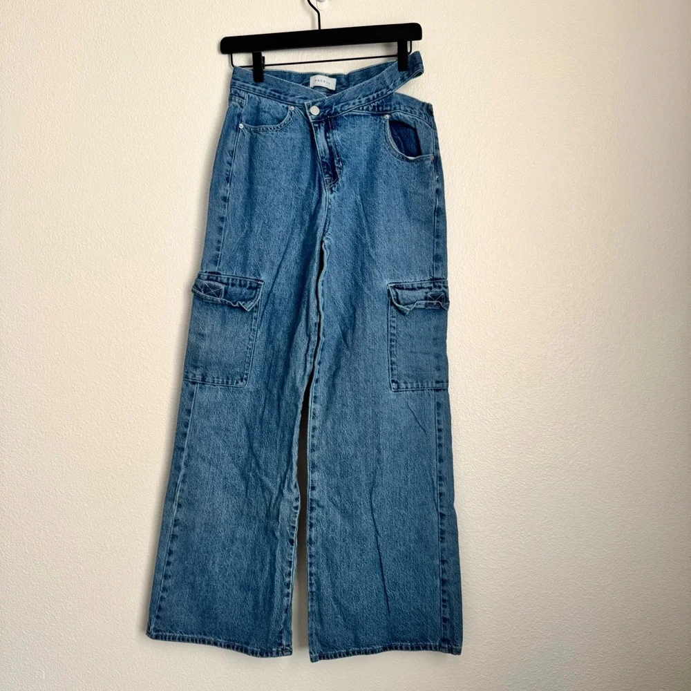 Pacsun Eco Medium Indigo Asymmetrical Mid Rise Baggy Cargo Size 25